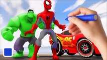 DISNEY PIXAR CARS MCQUEEN RED   Spiderman & HULK   Finger Family Wheels On The Bus Nursery Rhymes
