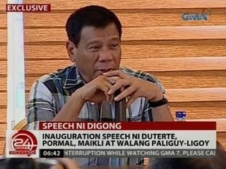 Inauguration speech ni Duterte, pormal, maikli at walang paliguy-ligoy