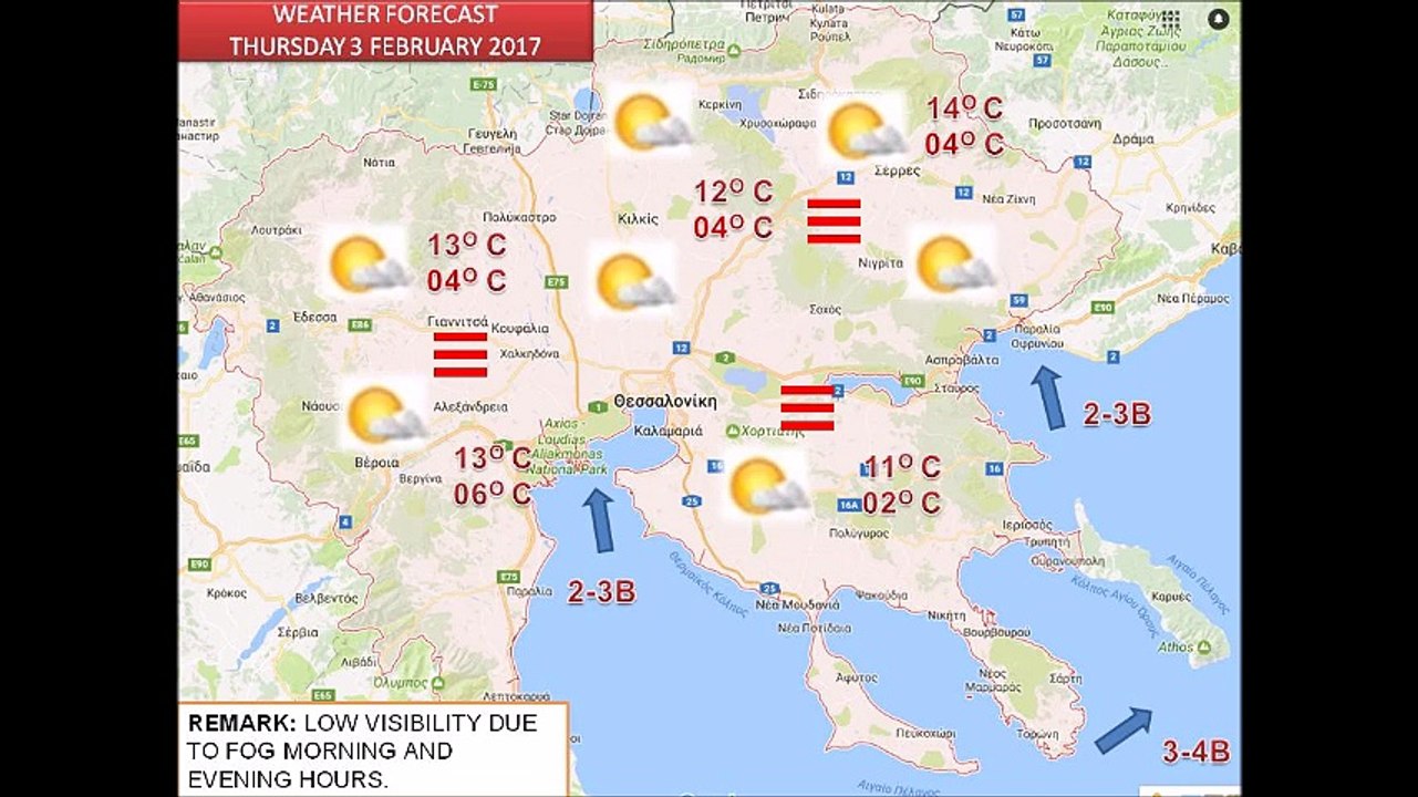 Central Macedonia Weather Forecast 03 Feb 2017