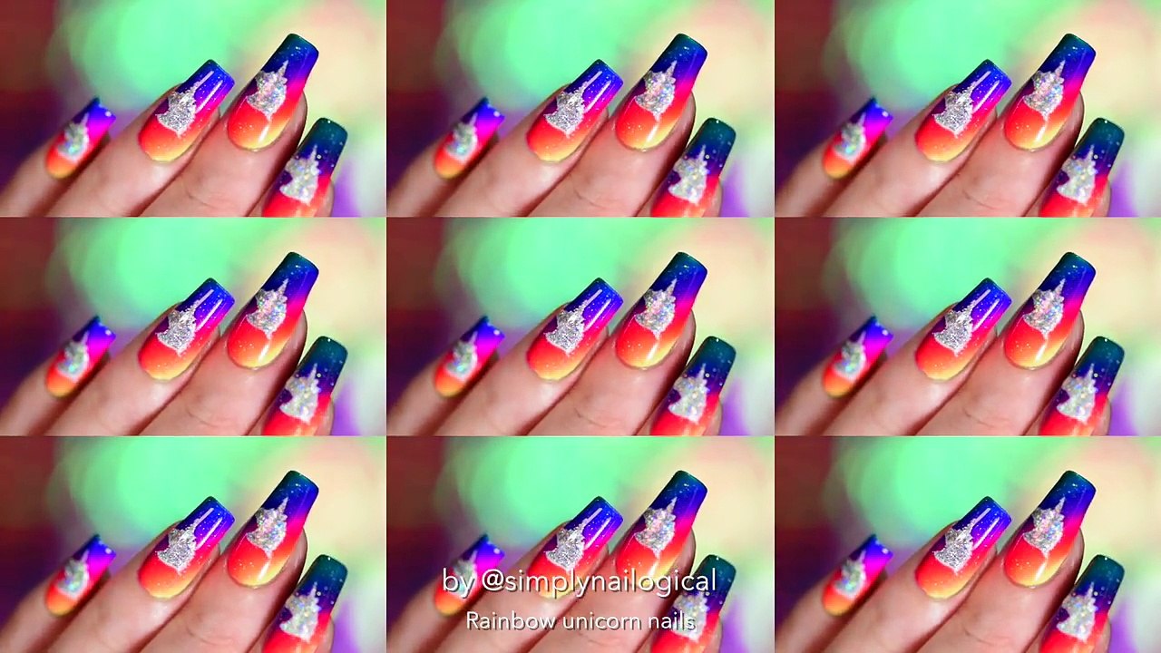 Unicorn Rainbow Nail Art  (now u can ride my nails)-pXXR-_XOJjs