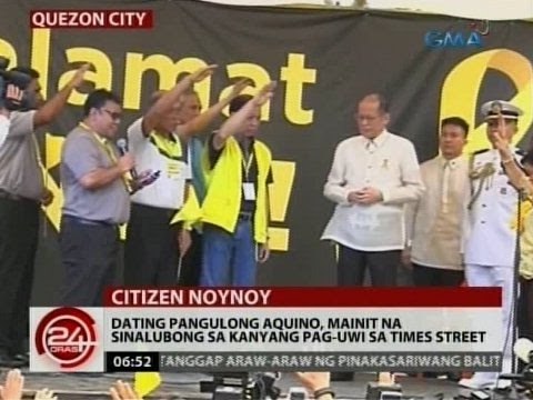 24 Oras: Dating Pangulong Aquino, mainit na sinalubong sa kanyang pag-uwi sa Times Street