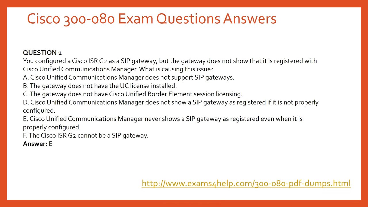 Cisco 300-080 Exam Dumps