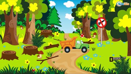 El Tractor es Rojo y El Camión Para Niños - La zona de construcción - Caricatura de carros