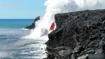 Okyanusa dökülen lavın fışkırma anı