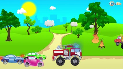 The Fire Truck Adventures in the City of Cars. Emergency Vehicles Cartoon for children Episode 29