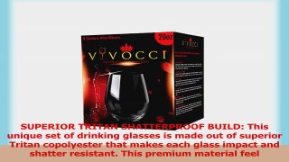 Vivocci Unbreakable Plastic Stemless Wine Glasses 20 oz  100 Tritan Heavy Base  e0ab6c45