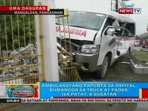 BP: Ambulansyang papunta sa ospital, bumangga sa truck at pader