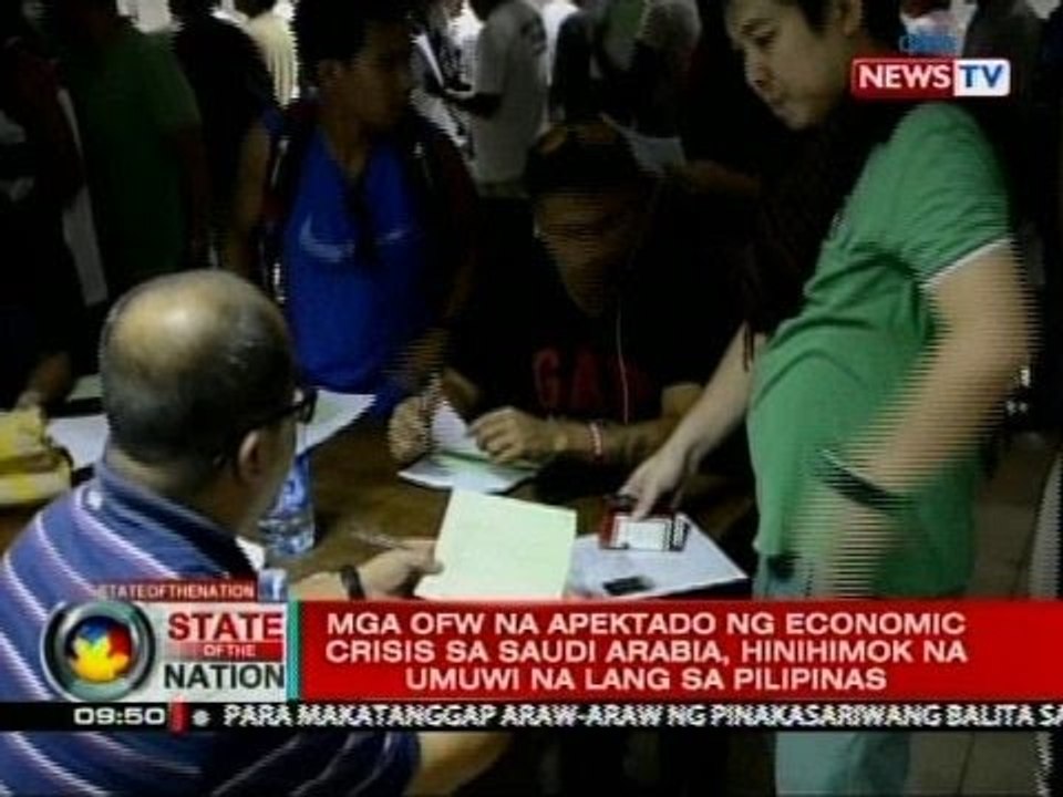 Mga OFW na apektado ng economic crisis sa Saudi Arabia, hinihimok na umuwi na lang sa Pilipinas
