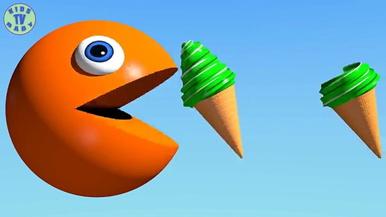 Learn Colors With 3D Ice Cream And Pacman For Kids, Toddlers, Babies