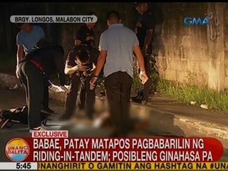 UB: Babae, patay matapos pagbabarilin ng riding-in-tandem sa Malabon City