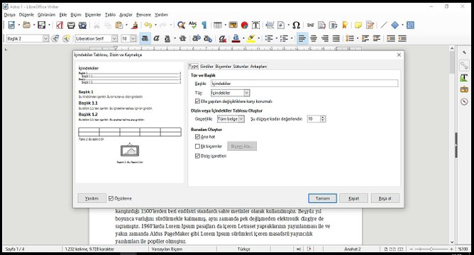 3 Ders - LibreOffice Write Çalışmamızda İçindekiler listesi oluşturma