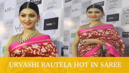 Urvashi Rautela Hot In Saree | Lakme Fashion Week Summer Resort 2017 | Day 02