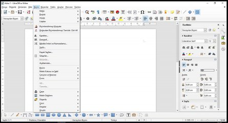 1 Ders - Libre Office Write Sayfa Yapısı ve sayfayı sütunlara bölme