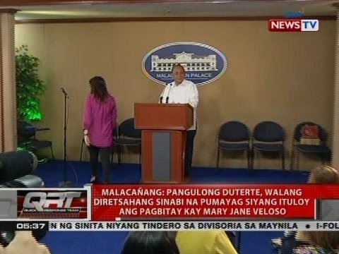 Pang. Duterte, walang diretsahang sinabi na pumayag siyang ituloy ang pagbitay kay Mary Jane Veloso