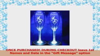 2 Personalized Etched Buck and Doe deer Heart Toasting Champagne Wedding Flutes glasses 156ad107