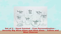 Set of 2  Hand Painted  Free Personalization  Sorority Big Wine Glass and Shot Glass  6676a772