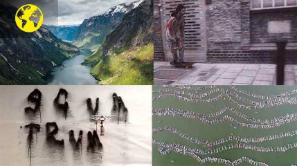 L'oeil de Courrier. Fonte des glaces, drone anti-Trump et record Guinness : les vidéos de la semaine