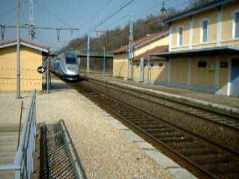 Passage d'un TGV à pleine vitesse Gare SEREZIN