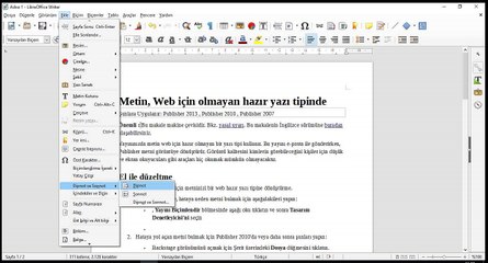36 Ders - LibreOffice Write metne sayfa numarası ekleme