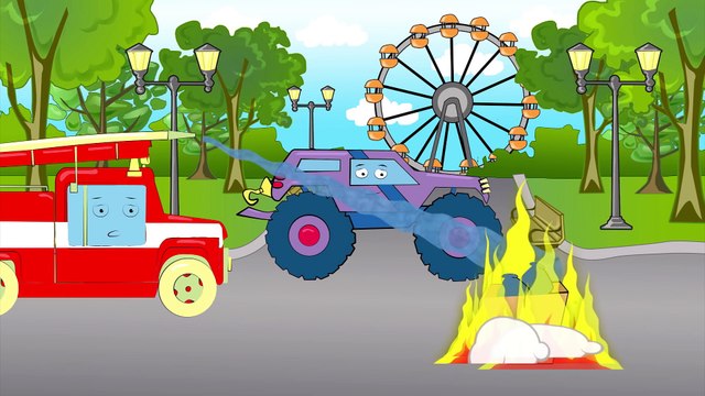 Arabalar çizgi filmleri. Monster Truck - Polis arabası. Eğitici çizgi film. Çocuklar için arabalar