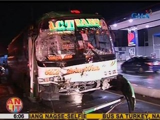 UB: 6 sugatan matapos bumangga ang sinasakyang bus sa likod ng isa pang bus sa Malabon