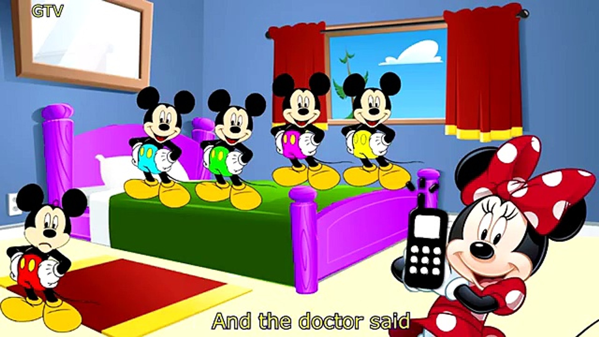 Five Little Mickey Mouse Jumping on the Bed | 5 Little Monkeys Jumping on  the bed Nursery Rhymes - video Dailymotion