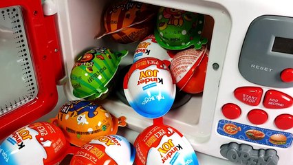 Kinder Surprise Eggs NINJA Toys Microwave Just Like Home Appliances Learn Colors Play Doh For Kids-LwjjsEV7EXM