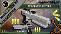 Blender Tutorial Modelagem de Arma 3D - Modelando Arma de fogo Pistola Automática Slash Falcon para games FPS - 3/3