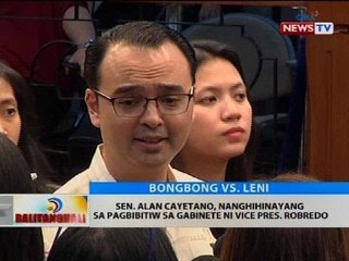 Sen. Alan Cayetano, nanghihinayang sa pagbibitiw sa gabinete ni VP Robredo