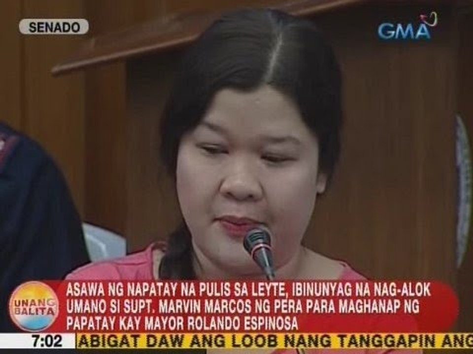 Asawa ng napatay na pulis: Nag-alok si Supt. Marcos ng pera para maghanap ng papatay kay Espinosa