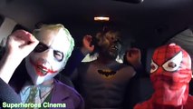 Superheroes Dancing in a Car in Real Life Spiderman, Joker & Zombie Batman Superhero Funny Movie!