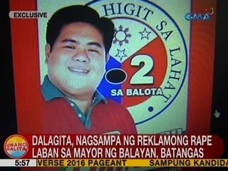 UB: Dalagita, nagsampa ng reklamong rape laban sa mayor ng Balayan, Batangas