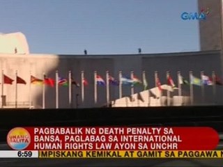 UB: Pagbabalik ng death penalty sa bansa, paglabag sa Int'l Human Rights Law ayon sa UNCHR