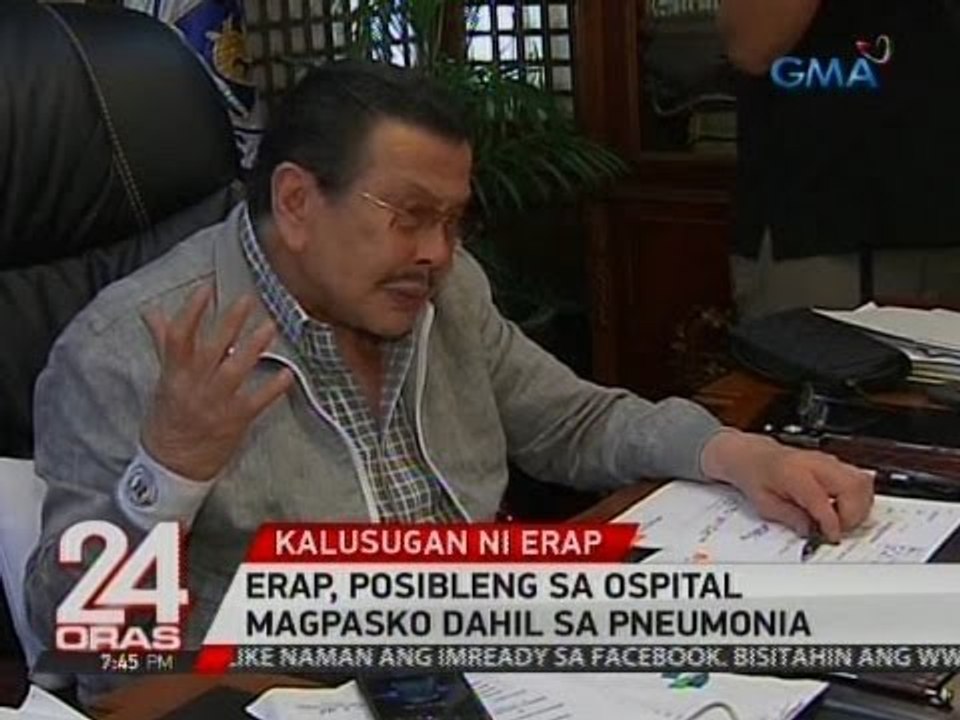 Erap, posibleng sa ospital magpasko dahil sa pneumonia