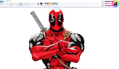 How I Draw using Mouse on Paint  - Deadpool Speedpaint