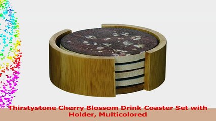 Thirstystone Cherry Blossom Drink Coaster Set with Holder Multicolored 20b2ed38