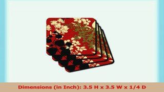 3dRose cst1017662 Picture of Painted Asian Red N Gold Floral Pattern Soft Coasters Set b2fd5c7f