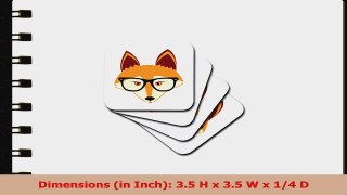 3dRose cst1753722 Cute Hipster Red Fox with Glasses Soft Coasters Set of 8 66a64f1d