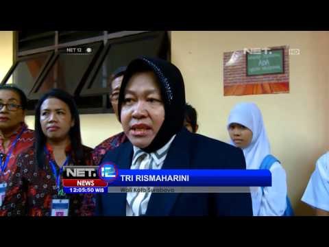 NET12 - Tri Rismaharini beri semangat siswa SMP yang hari ini menjalani UN