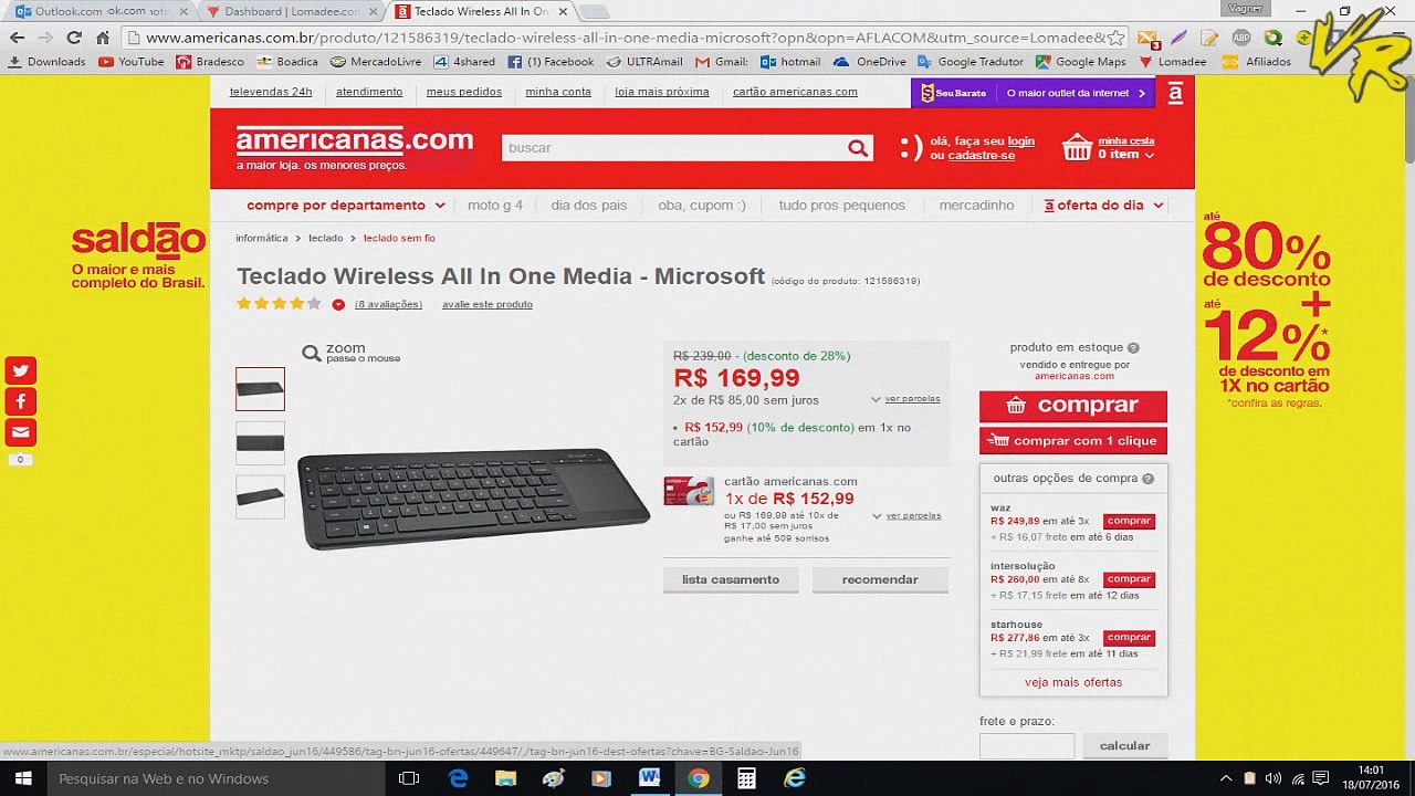 Teclado Wireless All In One Media Microsoft