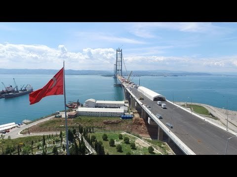 Körfez köprüsünde sona yaklaşılıyor (havadan çekim)