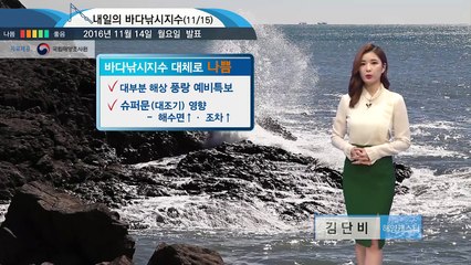 [내일의 바다날씨] 11월 15일 대부분 해상 풍랑 예비 특보, 슈퍼문 영향 해수면 높아  / YTN (Yes! Top News)