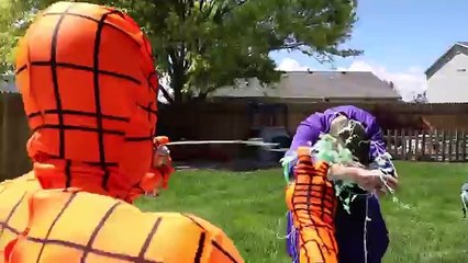Orange Spiderman vs Joker - Fun Superhero Battle in Real Life!