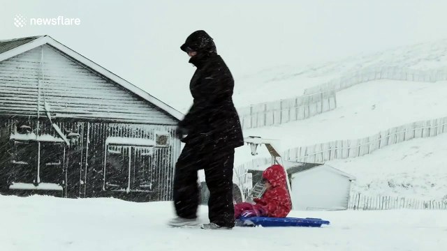 Snow and strong winds hit Scottish highlands