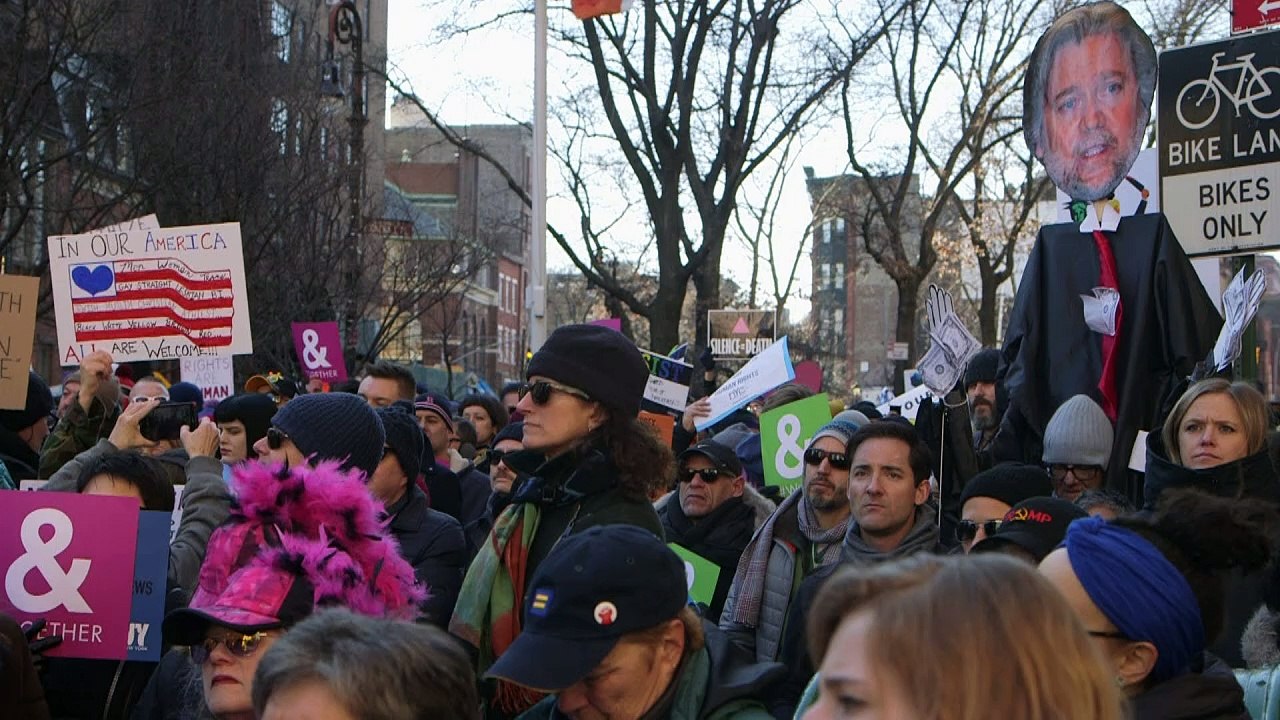 NY protest pushes back against Trump, supports gay rights