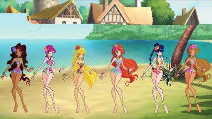 Winx on the beach transforms into Winx in the Middle Ages!
