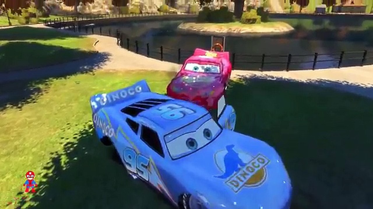 Lightning McQueen Cars on Fire! Spiderman Car Cartoon for Kids with Children Nursery Rhymes SHS