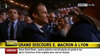 Geneviève de Fontenay présente au Meeting d'Emmanuel Macron à Lyon et lui fait la bise ! Regardez !