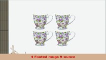 Gracie Bone China 9Ounce Footed Mug Purple Violet Chintz Set of 4 c96e7740