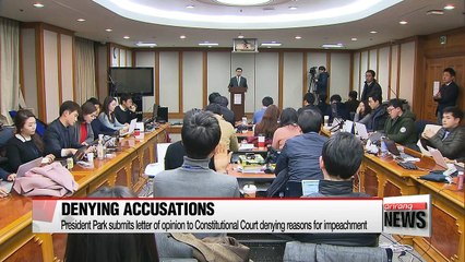 President Park submits letter of opinion to Constitutional Court denying reasons for her impeachment